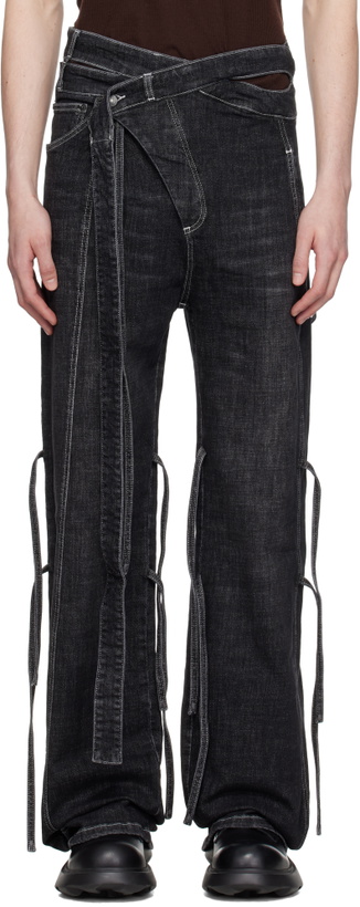 Photo: Ottolinger Black Strappy Signature Wrap Jeans
