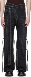 Ottolinger Black Strappy Signature Wrap Jeans