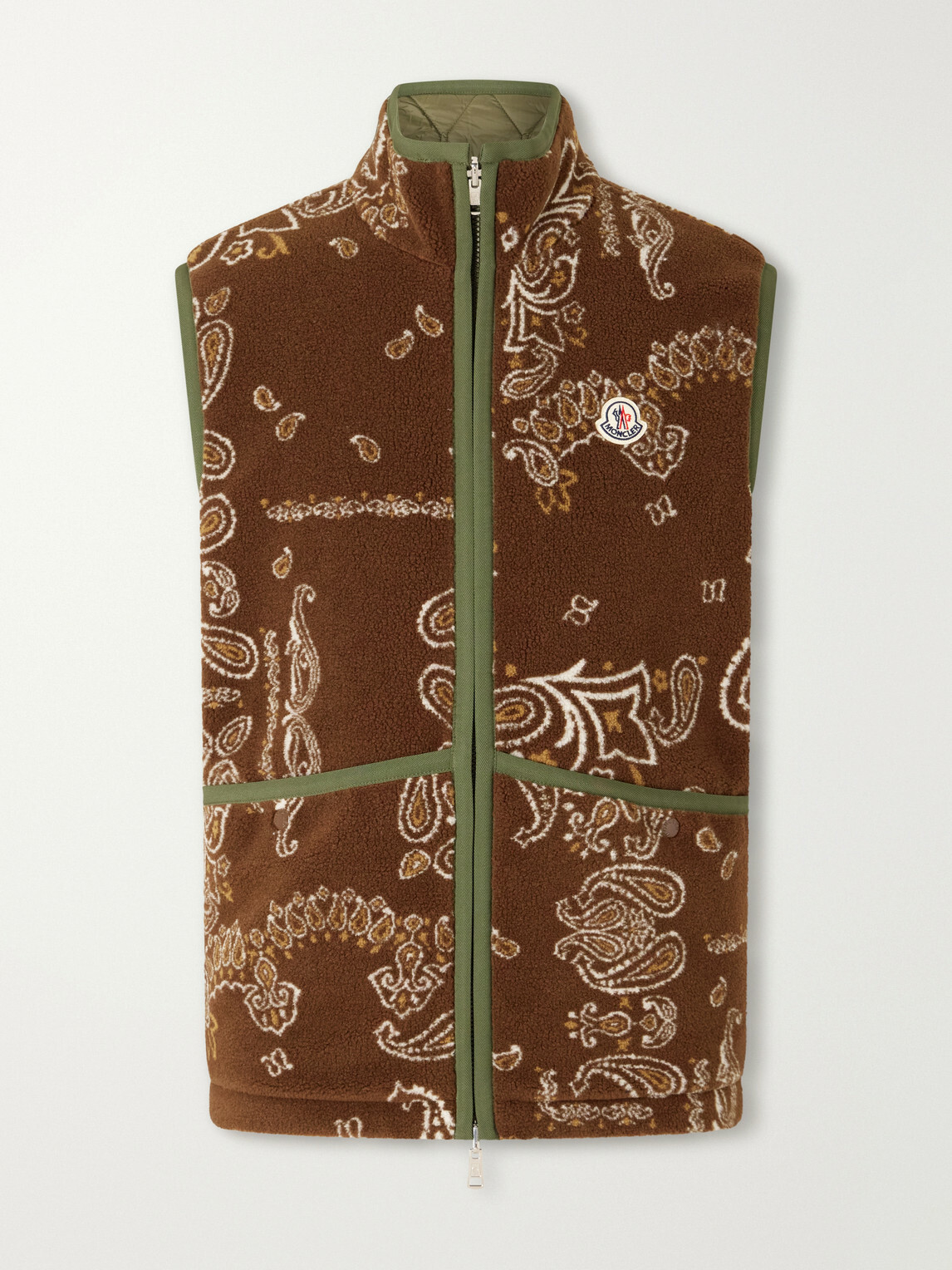 Moncler - Logo-Appliquéd Paisley-Print Fleece Vest - Brown