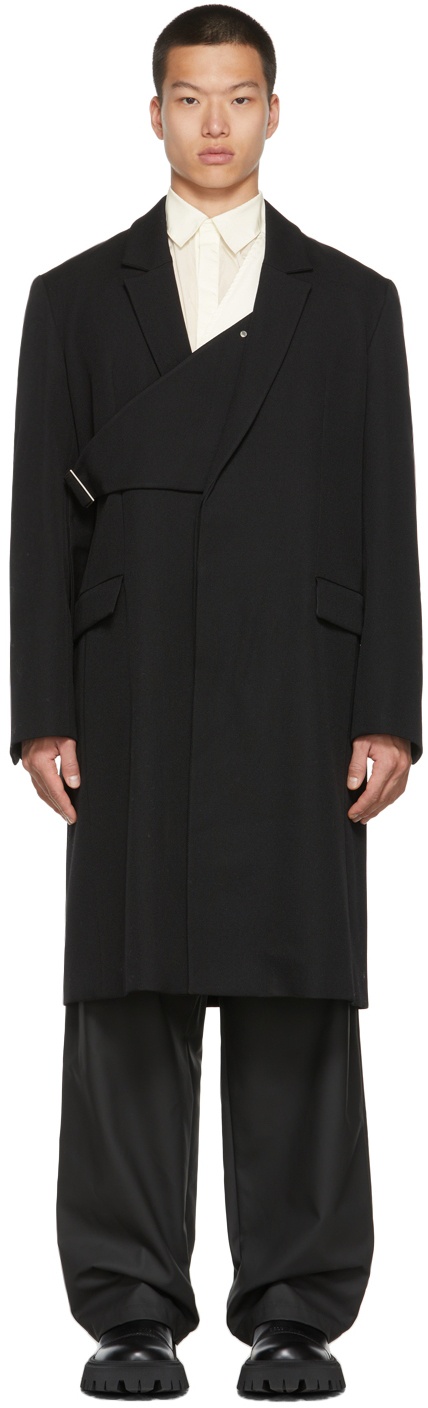Photo: AMBUSH Black Single-Breasted Belted Coat