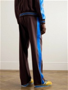 Wales Bonner - Courage Straight-Leg Logo-Embroidered Shell and Satin-Trimmed Wool Track Pants - Brown