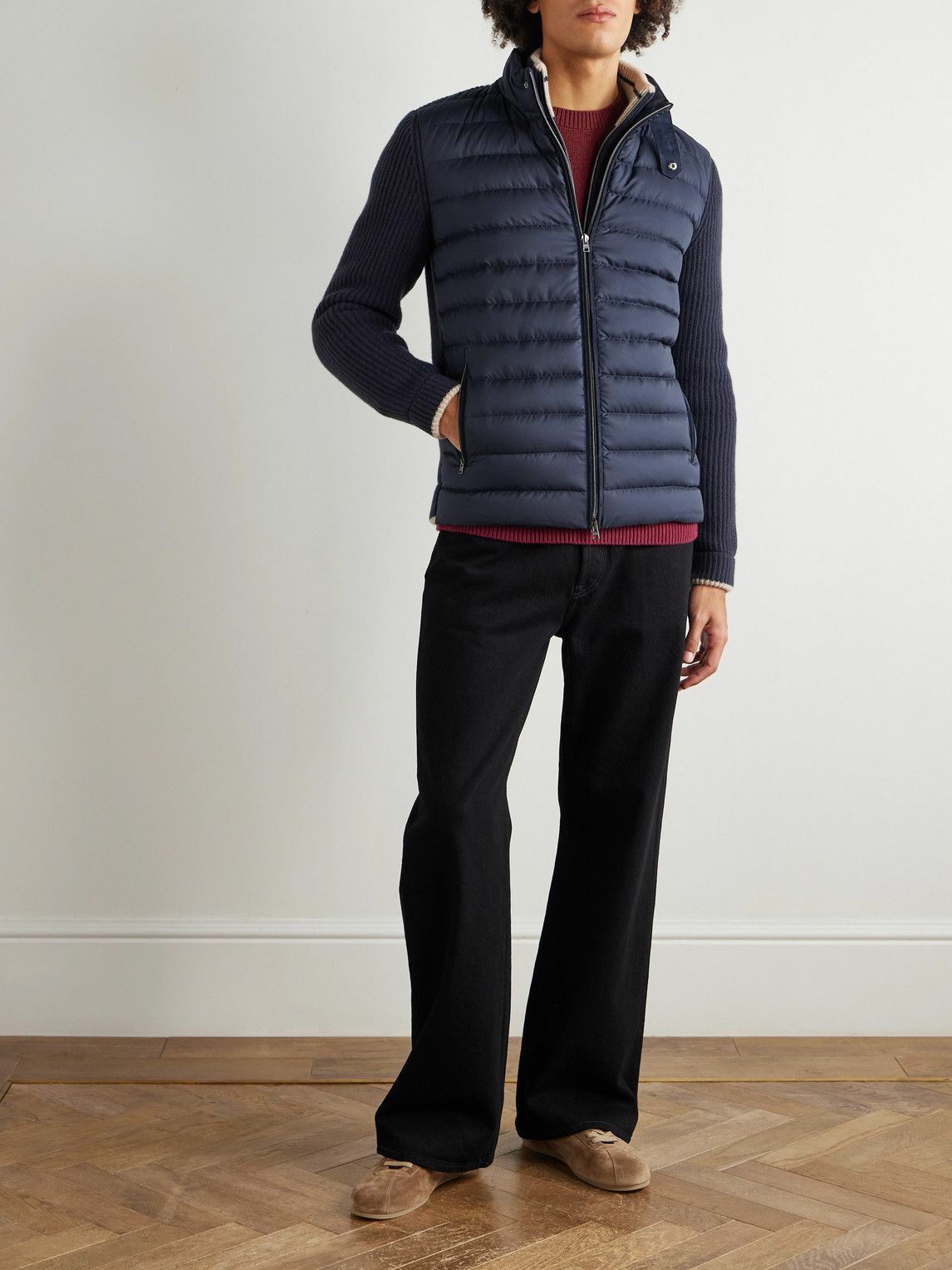 Herno - Slim-Fit Wool and Quilted Shell Down Jacket - Blue