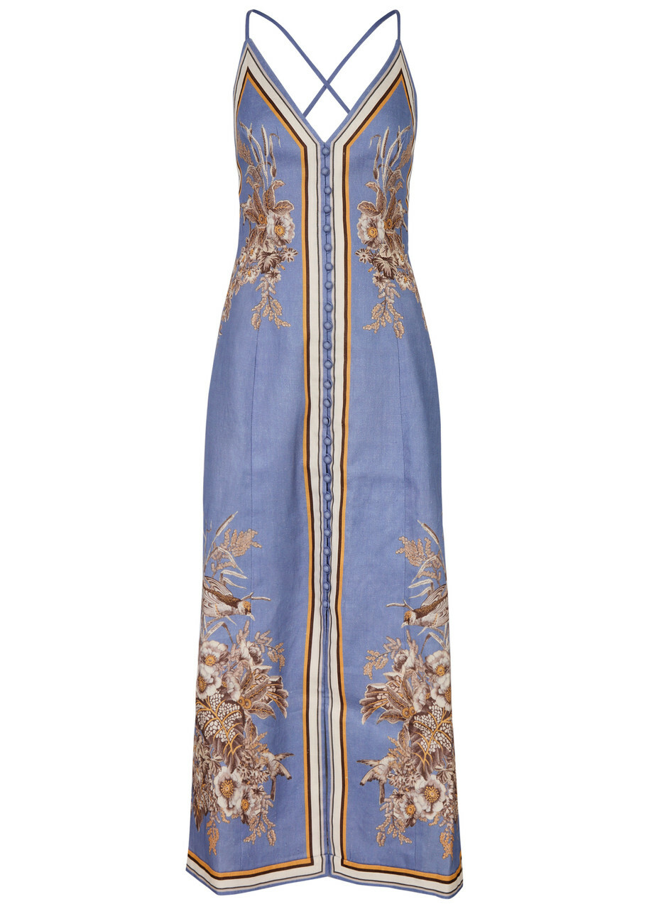 Zimmermann Ottie Printed Linen Maxi Dress Multi Floral