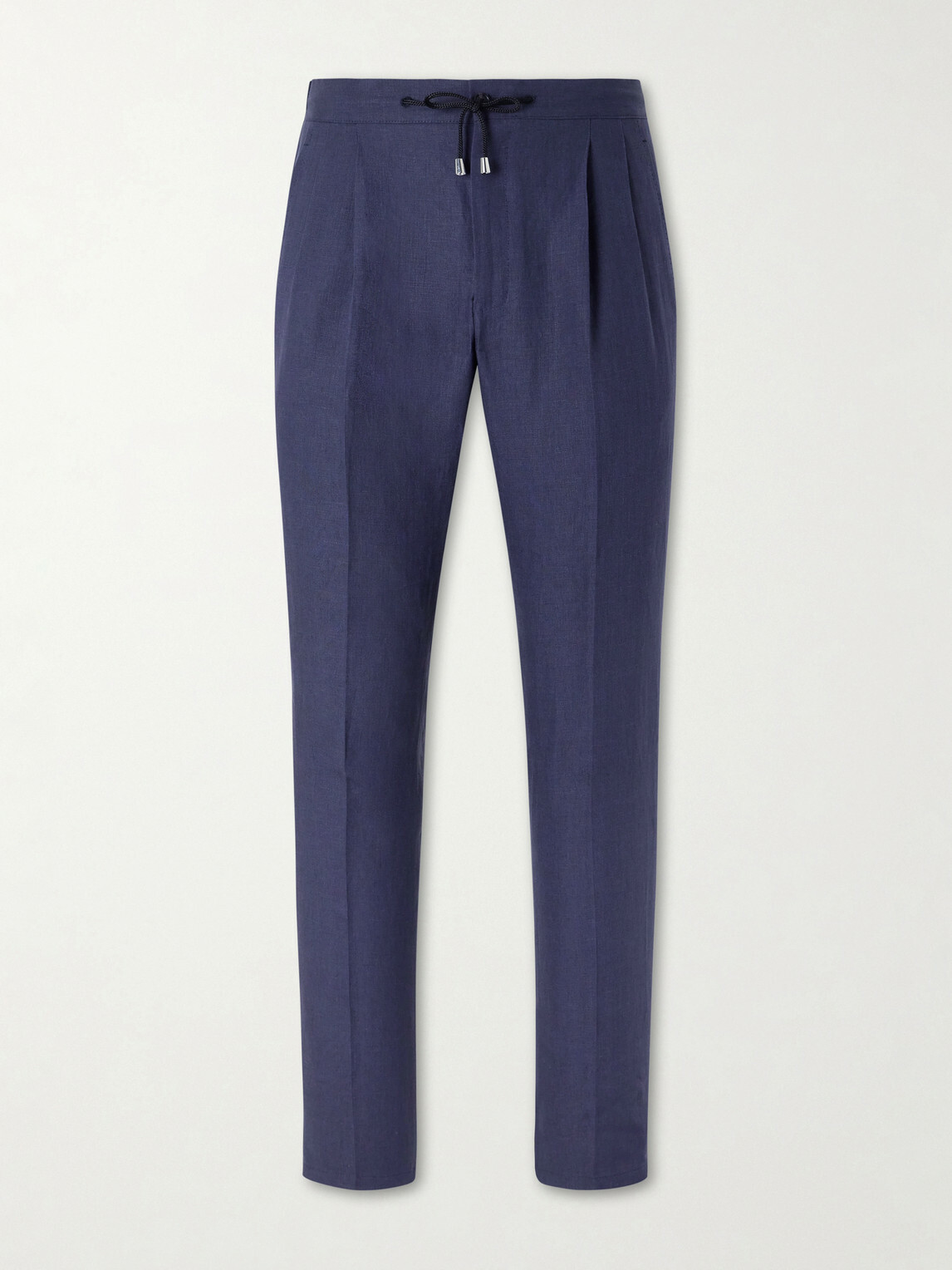 De Petrillo - Straight-Leg Pleated Linen Suit Trousers - Blue