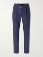 De Petrillo - Straight-Leg Pleated Linen Suit Trousers - Blue
