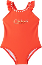 Chloé Baby Red Printed One-Piece Swimsuit