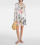 Camilla Floral silk satin shirt dress