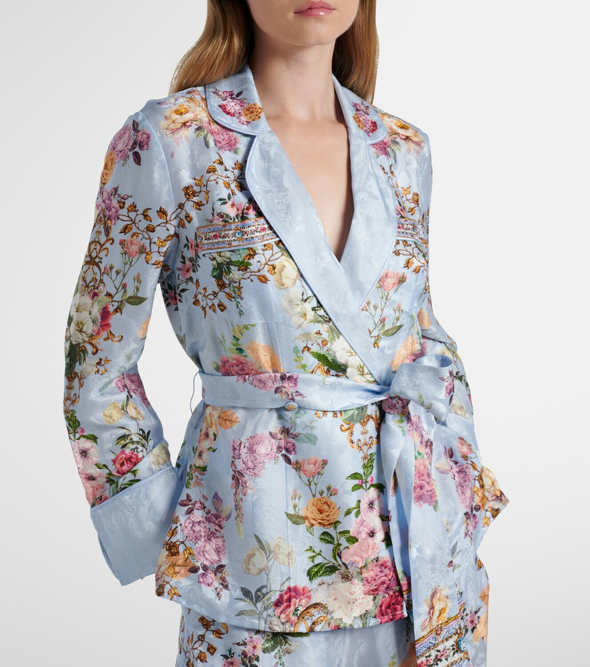 Camilla Tiled In Time belted floral jacket
