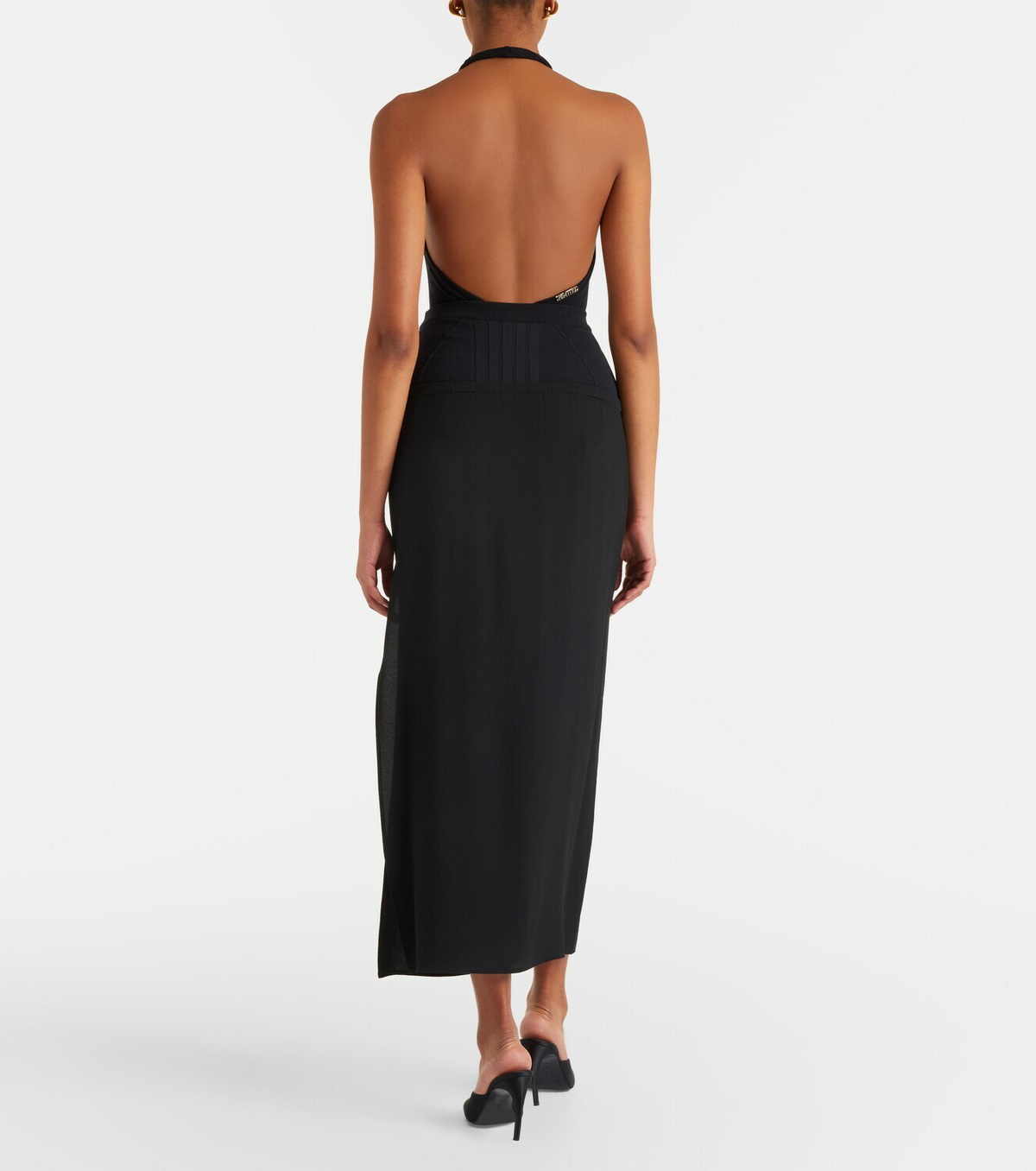 The Attico Crêpe and tulle midi dress