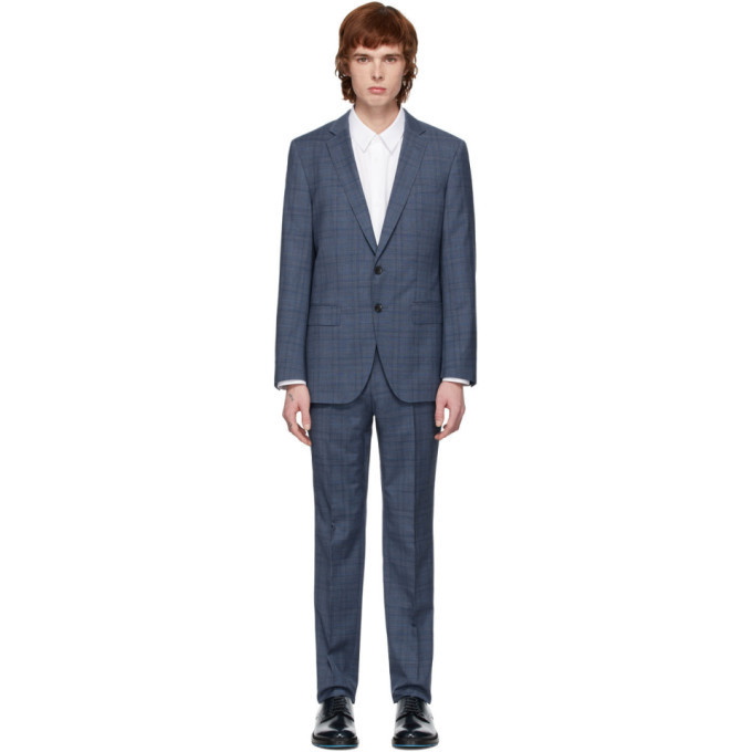 Photo: Boss Blue Check Stretch Tailoring Suit