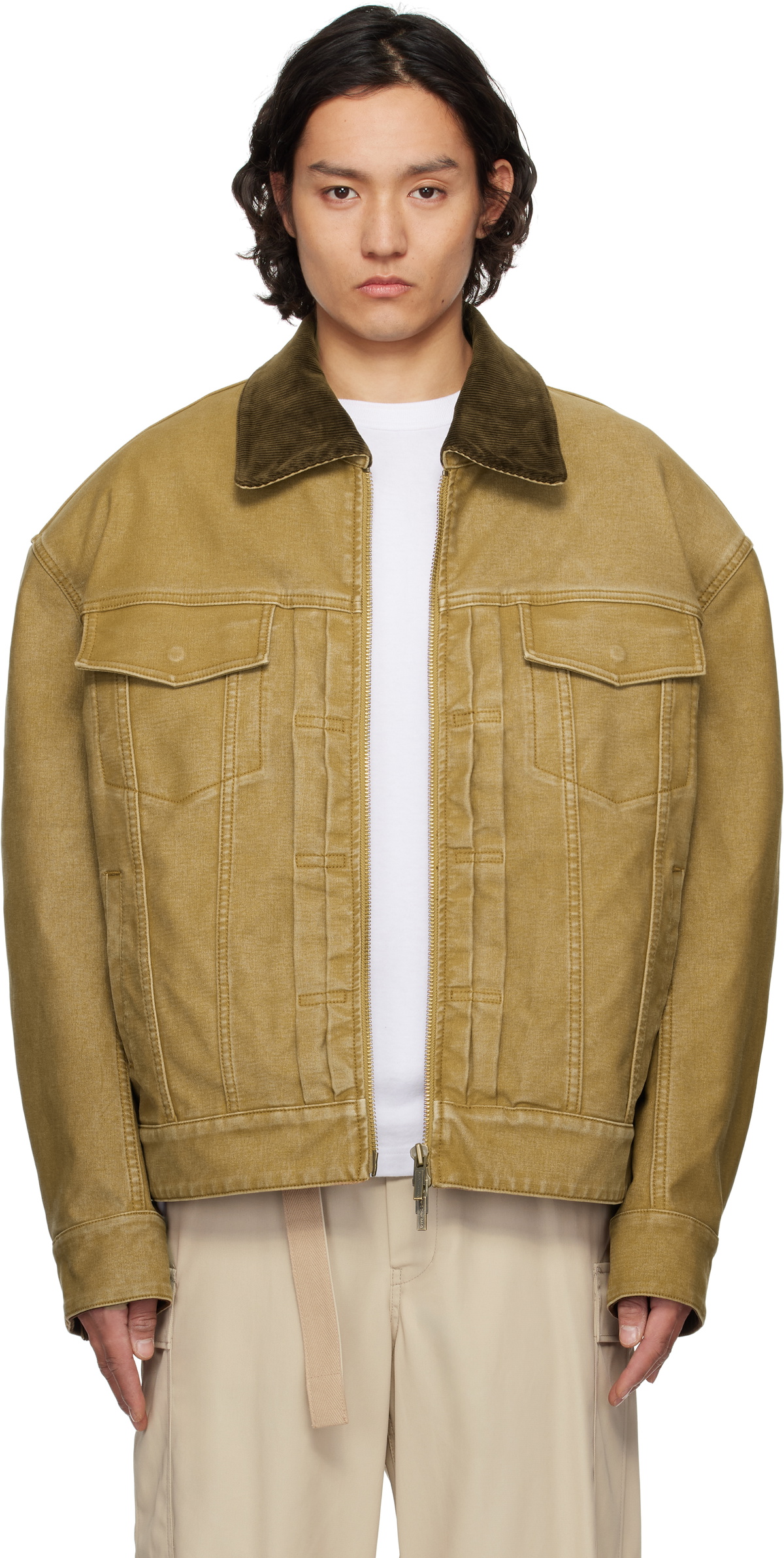 Feng Chen Wang Tan Washed Canvas Workwear Jacket