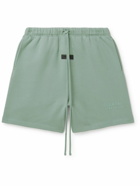 FEAR OF GOD ESSENTIALS - Logo-Appliquéd Straight-Leg Cotton-Blend Jersey Drawstring Shorts - Green