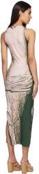 lesugiatelier Khaki Graphic Maxi Dress
