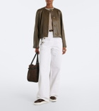 Max Mara Leather-trimmed suede platform sneakers