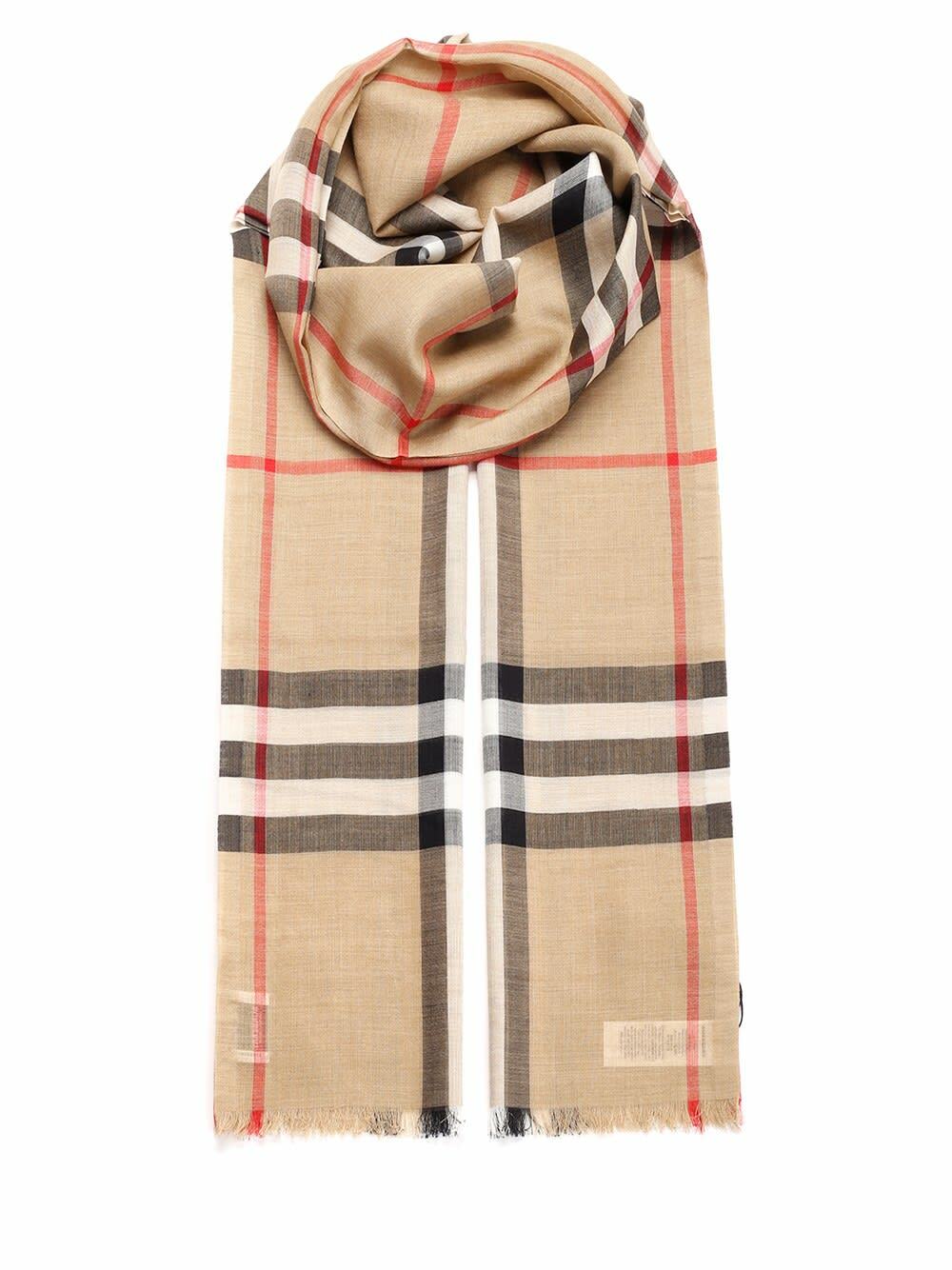 【関税&送料込】Burberry Embroidered Wool Blend Scarf Burberry Logo Wool Jacquard Scarf | Saks Fifth Avenue