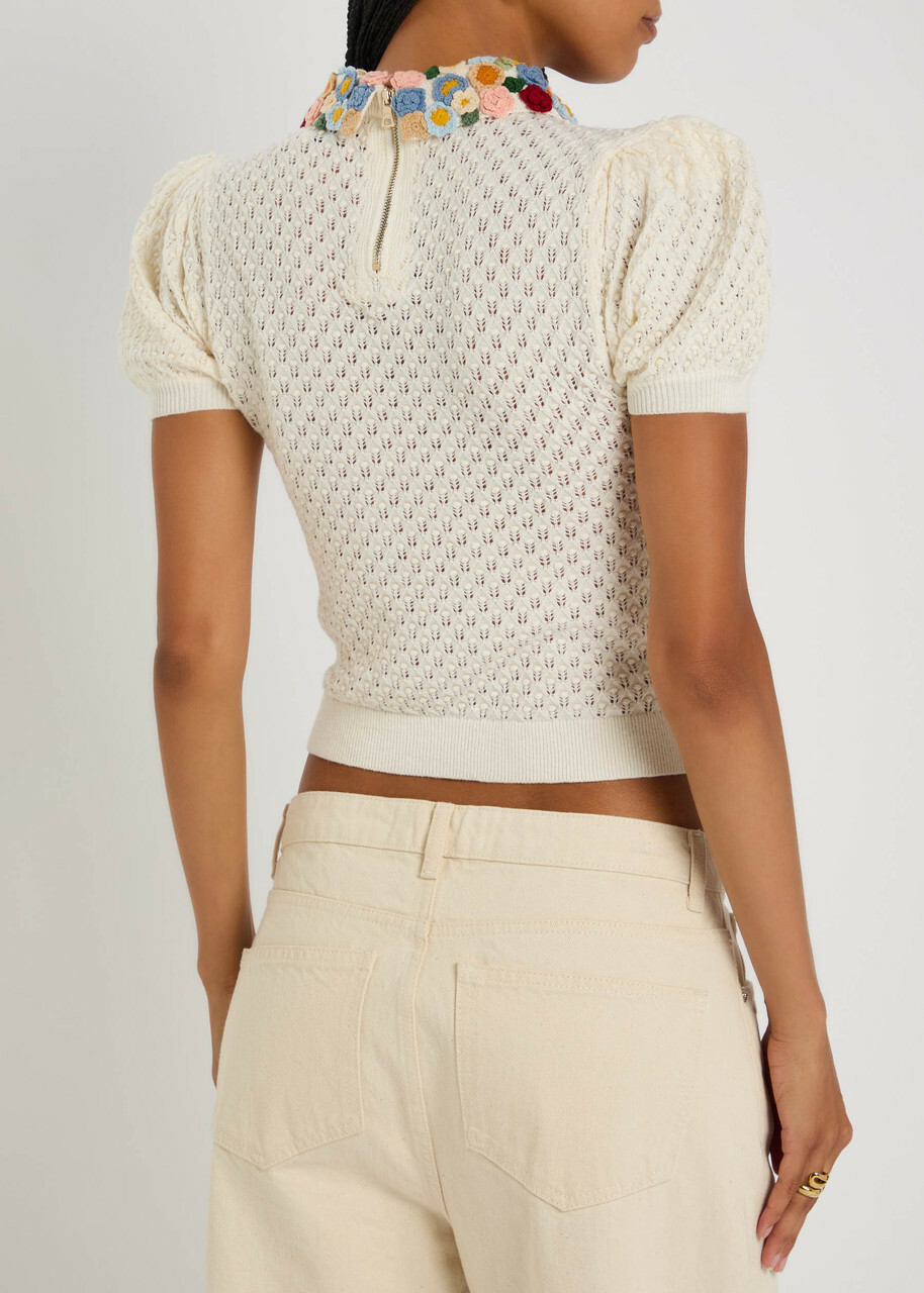 Alice + Olivia Chase Puff Sleeve Sweater Ivory