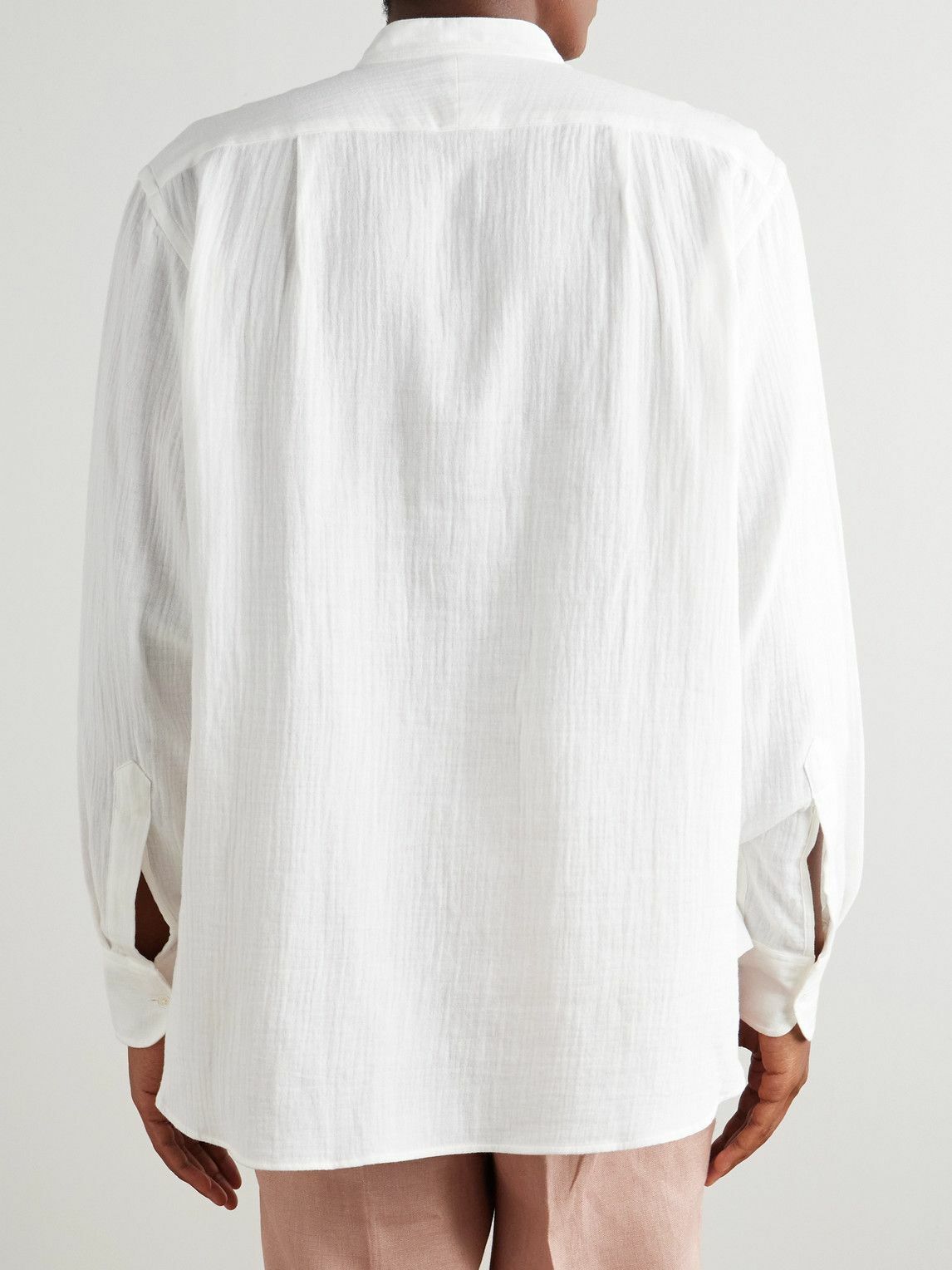 Richard James - Grandad-Collar Cotton-Gauze Half-Placket Shirt - White