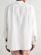 Richard James - Grandad-Collar Cotton-Gauze Half-Placket Shirt - White
