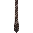 Fendi Brown Stripe Karligraphy Tie