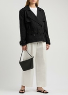 Aexae Belted Cropped Cotton Trench Coat Black