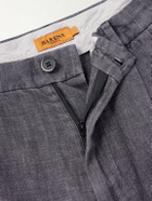 Barena - Cropped Tapered Pleated Linen-Blend Suit Trousers - Gray