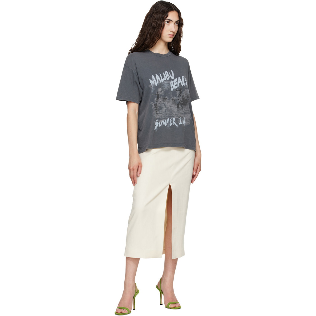 ANINE BING Gray Cade Surfer T-shirt