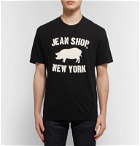 Jean Shop - Printed Slub Cotton-Jersey T-Shirt - Black