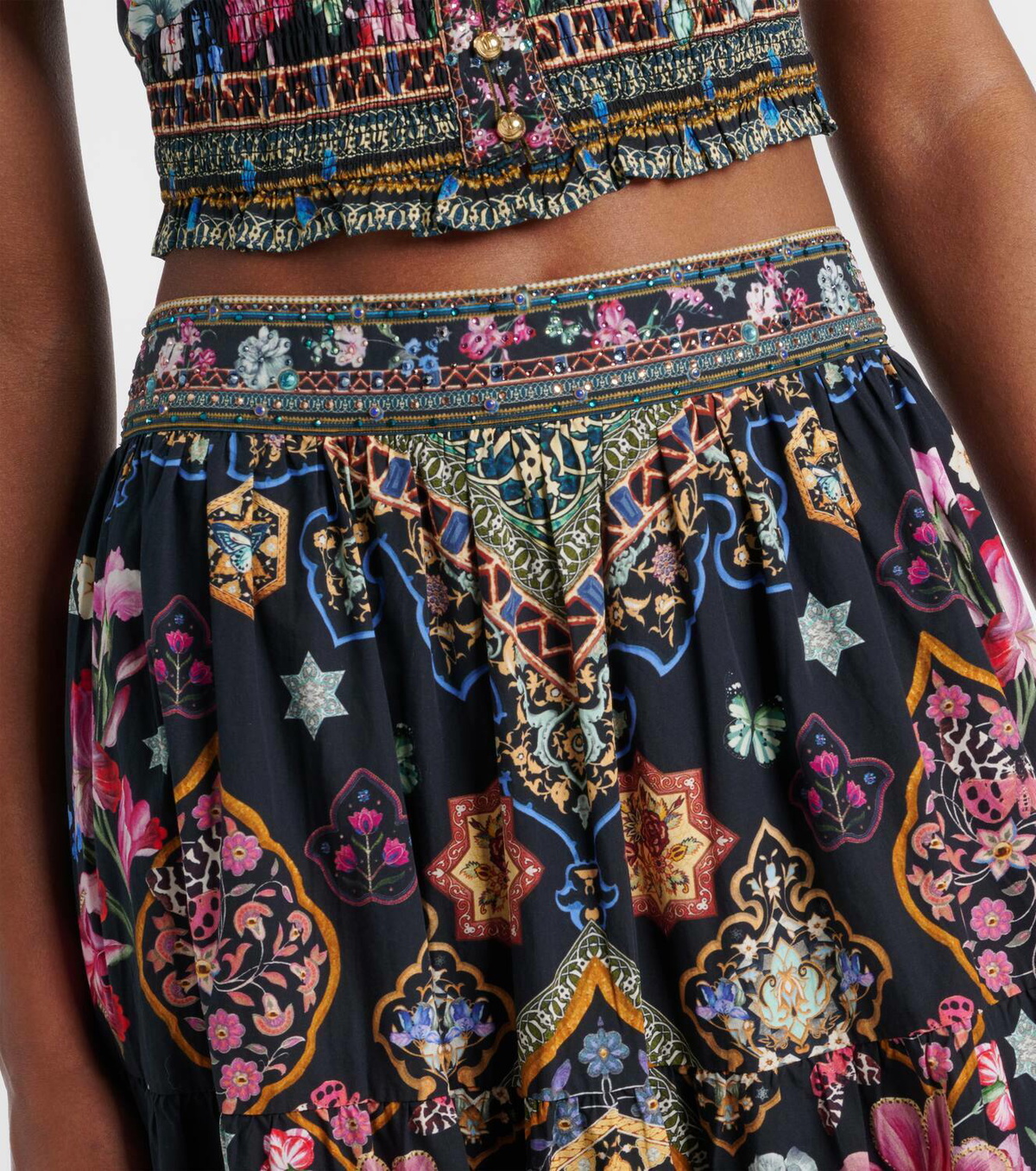Camilla Crystal-embellished poplin maxi skirt
