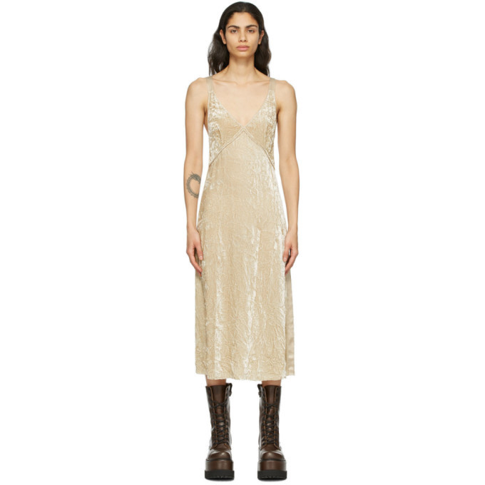 R13 Beige Velvet Side Stripe Slip Dress R13