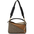 Loewe Tan Small Tweed Puzzle Bag