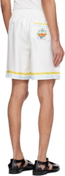 Casablanca White Tennis Landscape Silk Shorts
