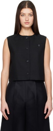 Loulou Studio Black Round Neck Vest