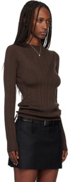 TONYWACK Brown Wool Slim-Fit High-Neck Sweater
