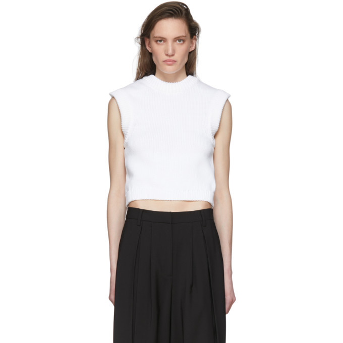 Photo: Tibi White Tube Yarn Sleeveless Sweater