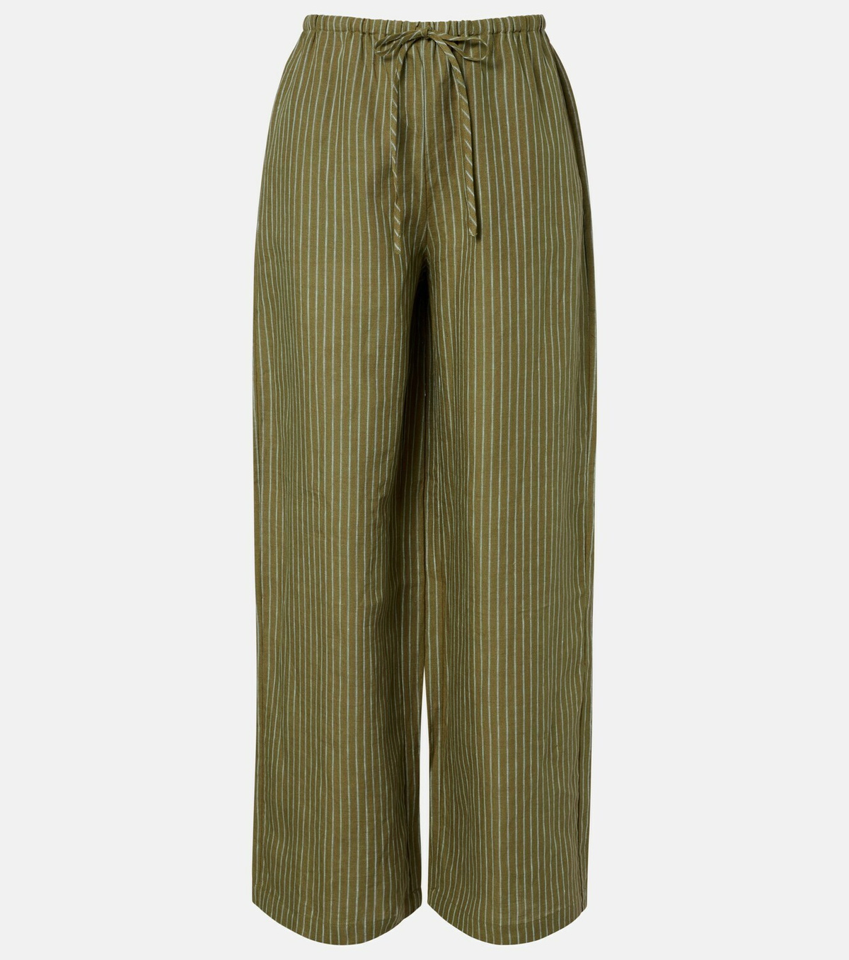 Staud Mateo pinstripe linen wide-leg pants