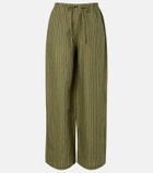 Staud Mateo pinstripe linen wide-leg pants