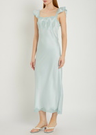 Loveshackfancy Karmine Lace-trim Satin Midi Dress Light Blue 2