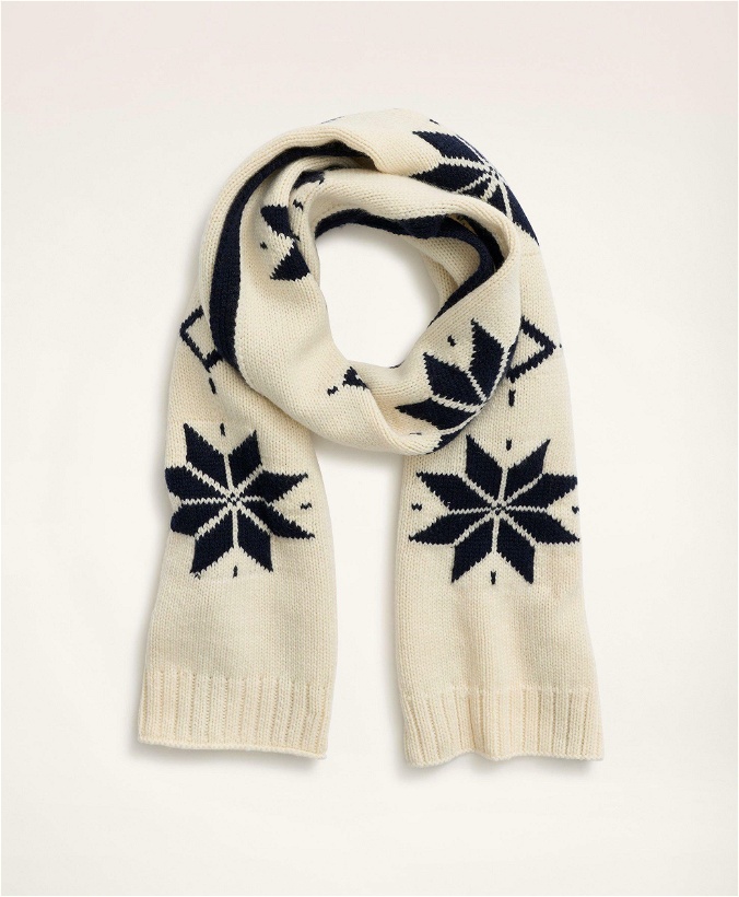 Photo: Brooks Brothers Women's Wool Cashmere Knit Snowflake Scarf