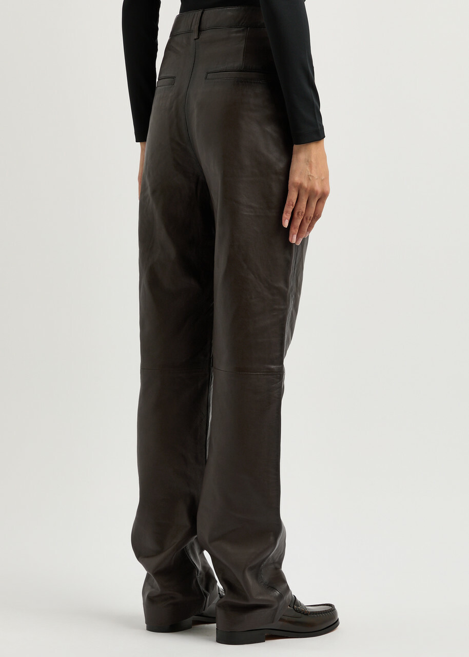 Remain BY Birger Christensen Straight-leg Leather Trousers Brown