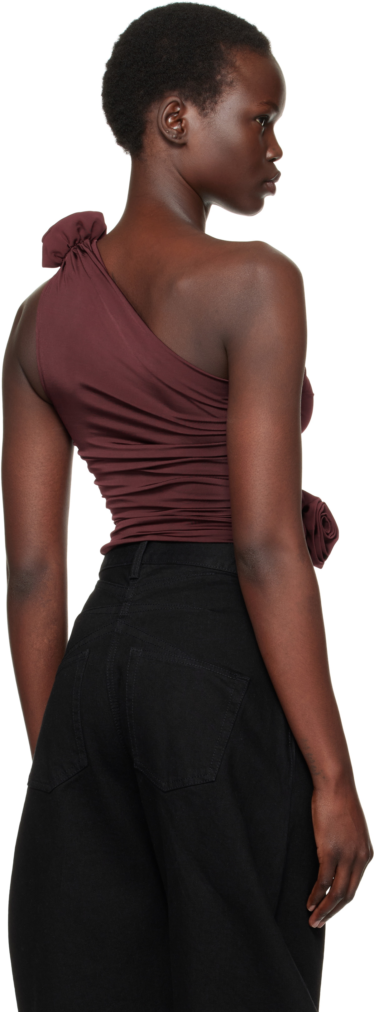 Magda Butrym Burgundy One Shoulder Tank Top