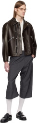 Omar Afridi Brown Drawcord Leather Jacket