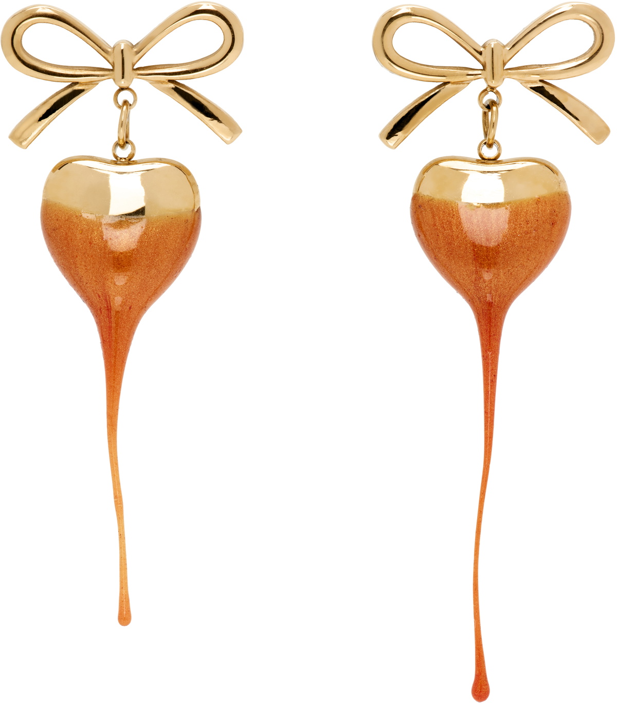 Ottolinger Gold & Orange Bow Heart Earrings