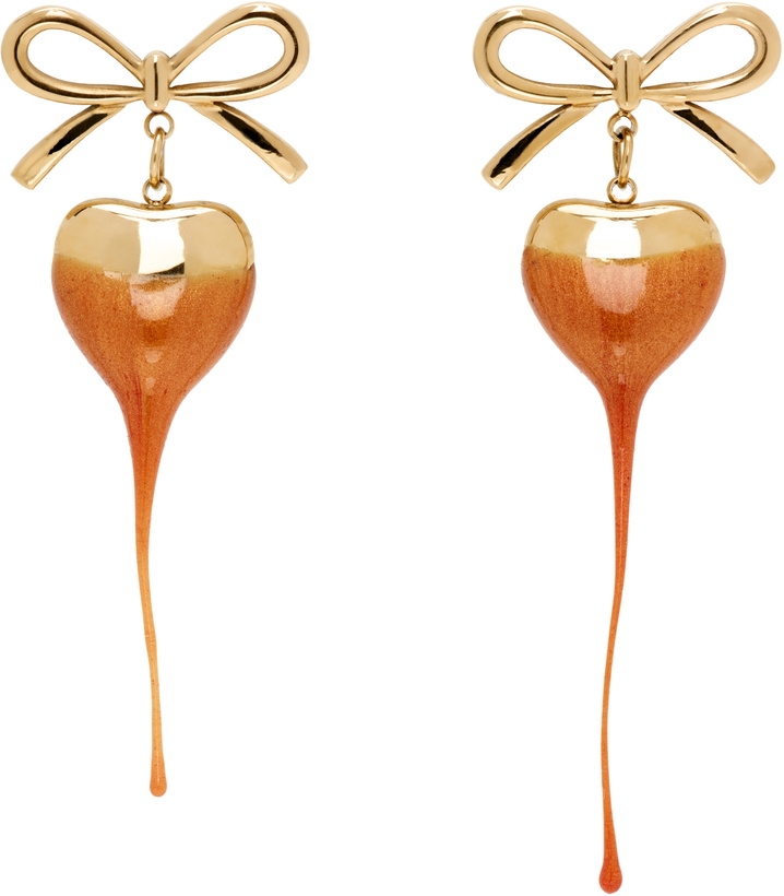 Photo: Ottolinger Gold & Orange Bow Heart Earrings