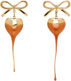 Ottolinger Gold & Orange Bow Heart Earrings