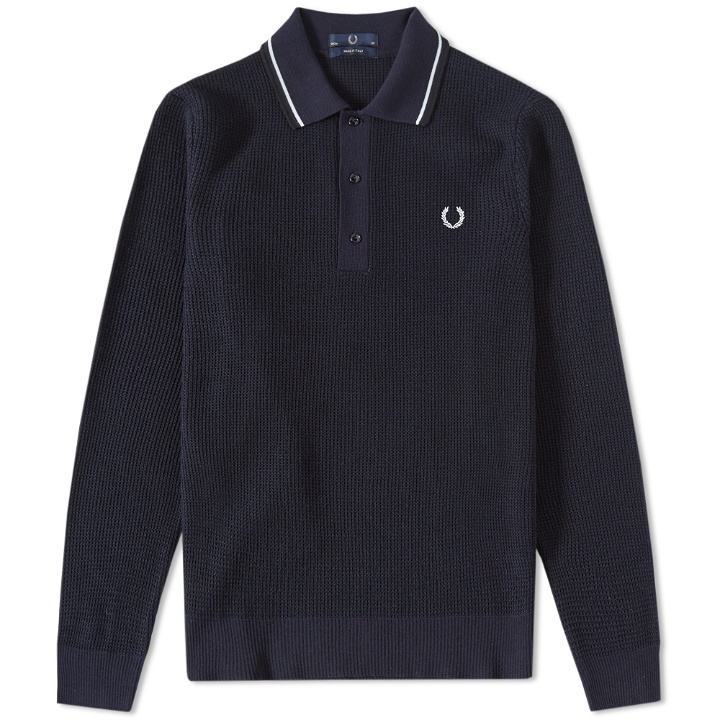 Photo: Fred Perry Long Sleeve Waffle Knit Polo