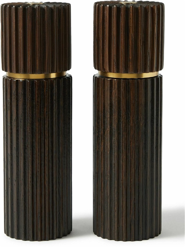 Photo: L'Objet - Ionic Smoked Oak and Gold-Tone Salt and Pepper Mills