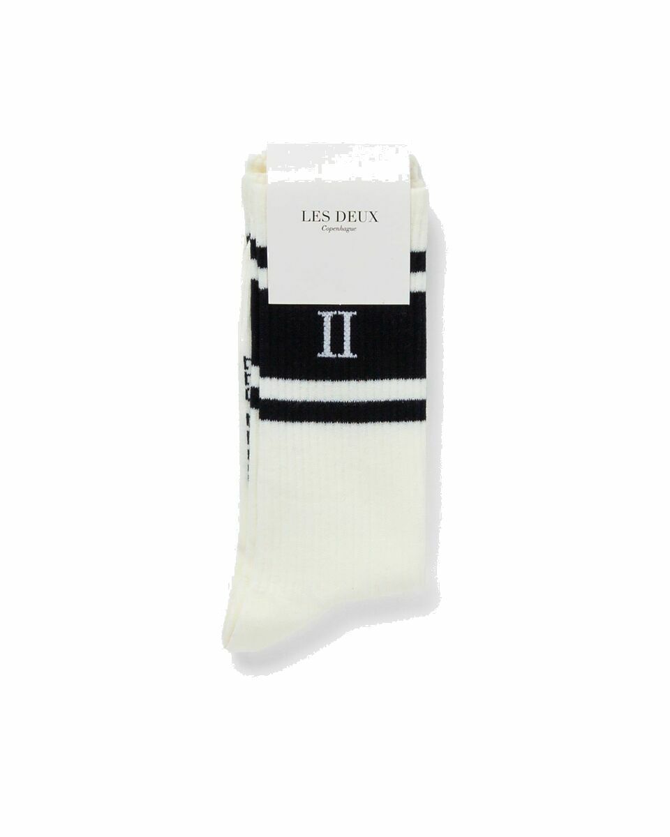 Photo: Les Deux William Stripe 2 Pack Socks White - Mens - Socks