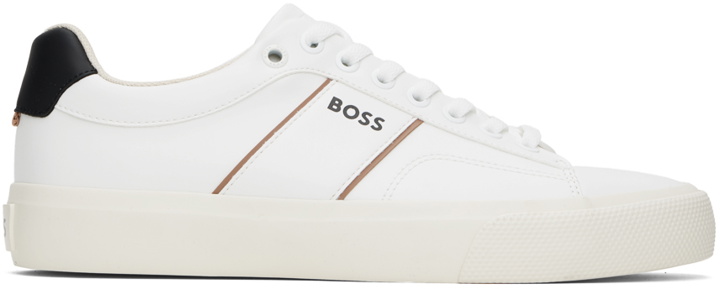 Photo: BOSS White Cupsole Lace-Up Sneakers