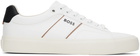 BOSS White Cupsole Lace-Up Sneakers