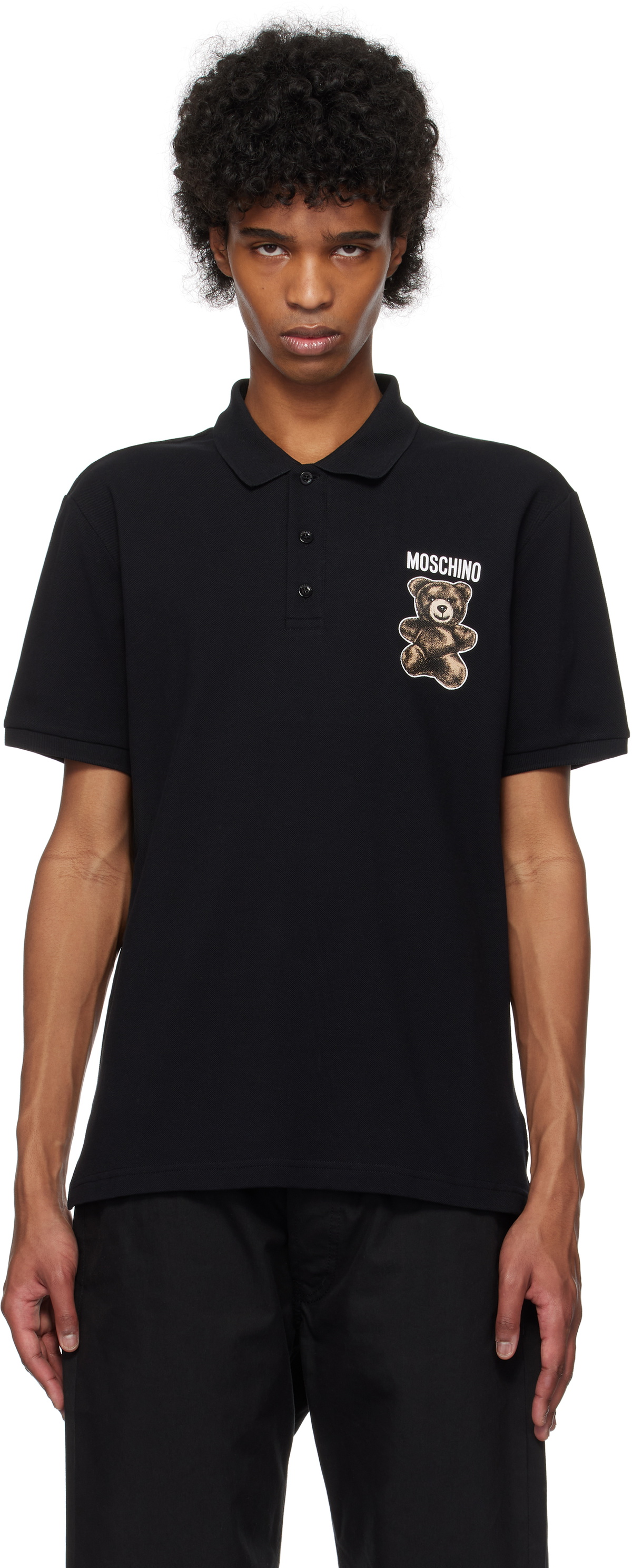 Moschino Black Teddy Bear Polo